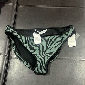 Zebra Print Bikini Bottom - Green and Black
